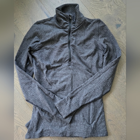 lululemon athletica Tops - Lululemon Think Fast Soul Cycle Heathered Herringbone Black 1/4 Zip Top Women 6